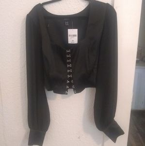 Forever 21 crop top with long sheer bell sleeves